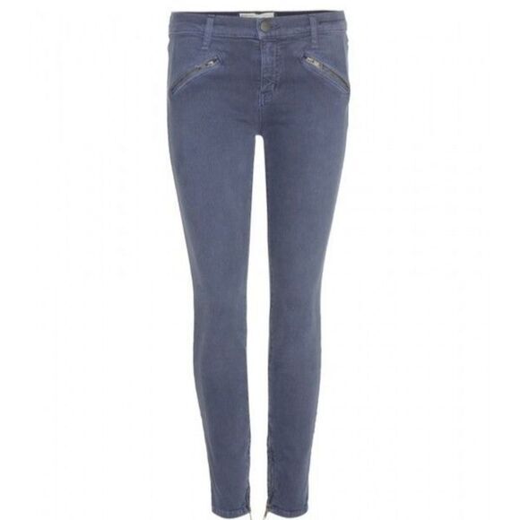 Current/Elliott -1164 Steel Blue Front Pockets Soho Zip Stiletto Skinny Pants 25 - Picture 1 of 9